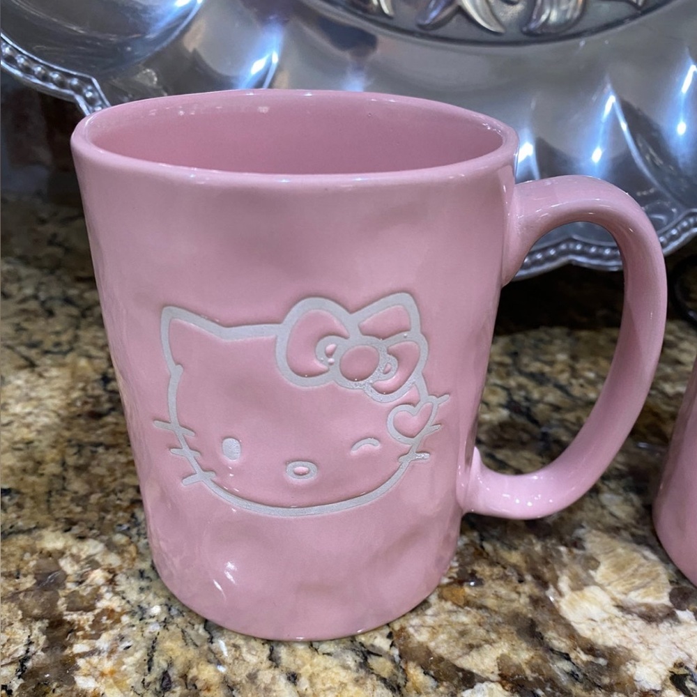 Hello Kitty dimpled Pink 15oz double sided Ceramic Mug - Brand new - Last One!